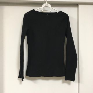 ユニクロ(UNIQLO)のボートネック　長袖 黒(Tシャツ(長袖/七分))