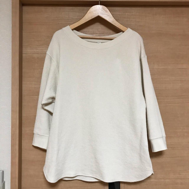 UNIQLO(ユニクロ)の【美品】ユニクロ　ワッフルクルーネックT（7分袖） レディースのトップス(Tシャツ(長袖/七分))の商品写真