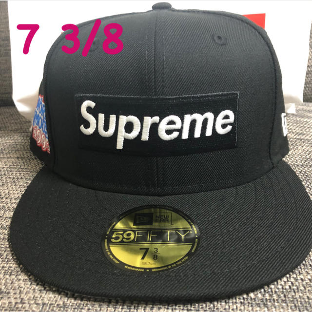 supreme world famous new era 黒 7 3/8 未使用