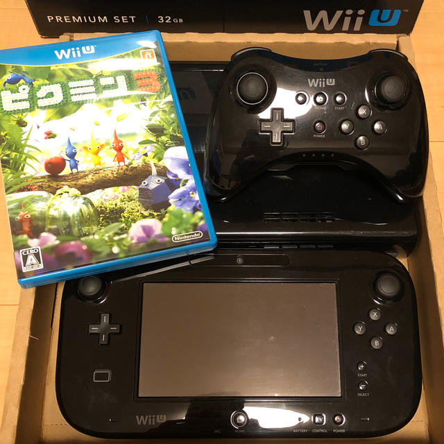 Wii U(ウィーユー)の届いてすぐに2人で遊べるWii U プレミアムセット KURO+ピクミン3+α エンタメ/ホビーのゲームソフト/ゲーム機本体(家庭用ゲーム機本体)の商品写真