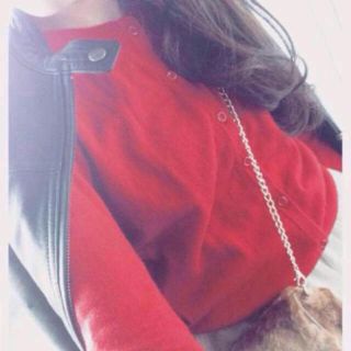 マウジー(moussy)の定価7450円 一回着用 moussy ニットカーディガン レッド(カーディガン)