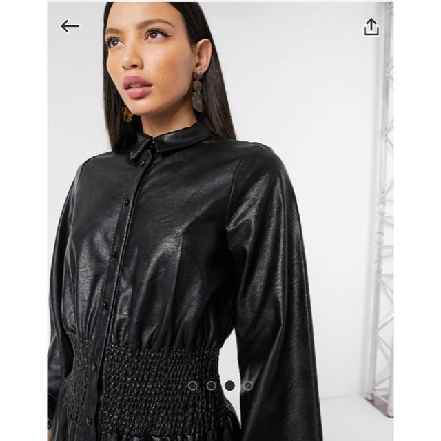 asos(エイソス)のイギリス購入　新品　asos zara レザー　ロング　ワンピース　黒 レディースのワンピース(ロングワンピース/マキシワンピース)の商品写真