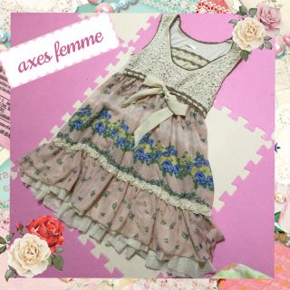 アクシーズファム(axes femme)のaxes 花柄 フリルワンピ(ミニワンピース)