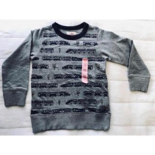 マザウェイズ(motherways)のお値下げ　新品　マザウェイズ　男の子　電車　トレーナー　110 グレー(Tシャツ/カットソー)