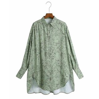 ザラ(ZARA)の🍁秋新作🍁2693◆green dog 犬柄 シャツ ブラウス(シャツ/ブラウス(長袖/七分))