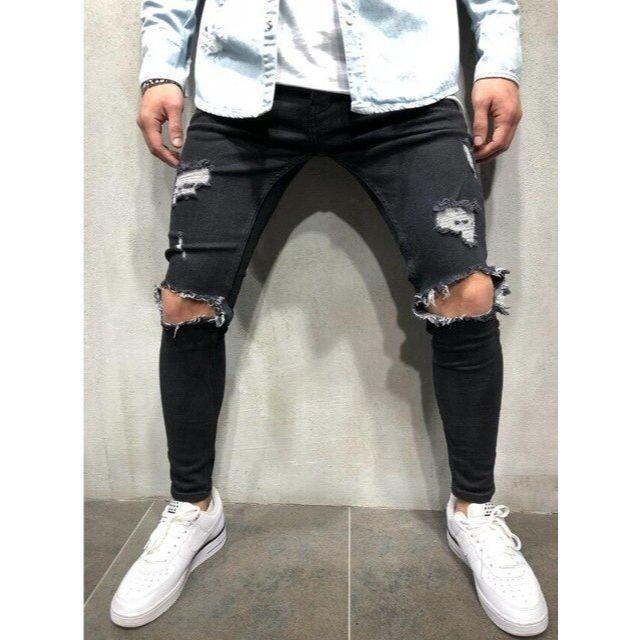 サイズが選べる ダメージデニム ブラック 黒 メンズ ダメージジーンズ パンツ  メンズのパンツ(デニム/ジーンズ)の商品写真