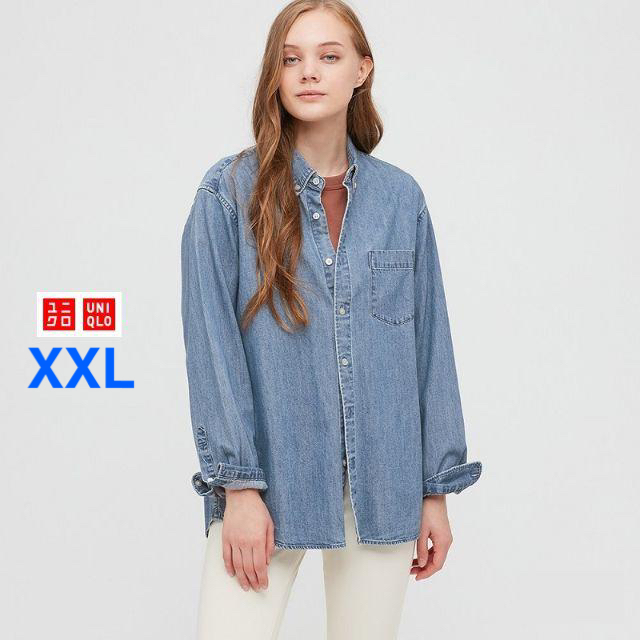 UNIQLO(ユニクロ)の【完売サイズ＆カラー‼️】UNIQLO　ボタンダウンデニムシャツ　"XXL" メンズのトップス(シャツ)の商品写真