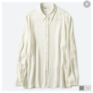 ユニクロ(UNIQLO)のサテンブラウス　長袖　白　UNIQLO U   ルメール(シャツ/ブラウス(長袖/七分))