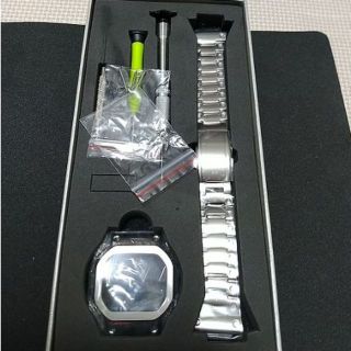 ジーショック(G-SHOCK)のジーショック GM-S5600タイプ  5600型 シルバー ケースベルトセット(金属ベルト)