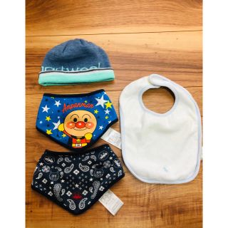 ラルフローレン(Ralph Lauren)のラルフローレンスタイ+アンパンマンスタイ+BabyGapニット帽セット(ベビースタイ/よだれかけ)