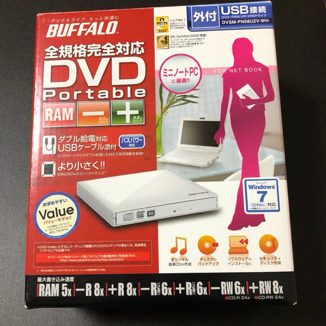 Buffalo(バッファロー)のバッファロー　外付けDVDドライブ　 スマホ/家電/カメラのPC/タブレット(PC周辺機器)の商品写真