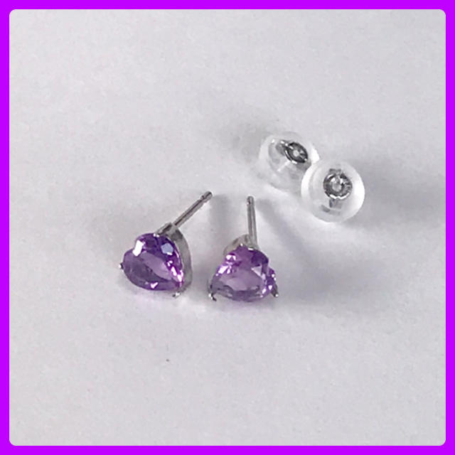 プラチナピアス アメジスト❤︎5mm ハート ピアス pt900 1