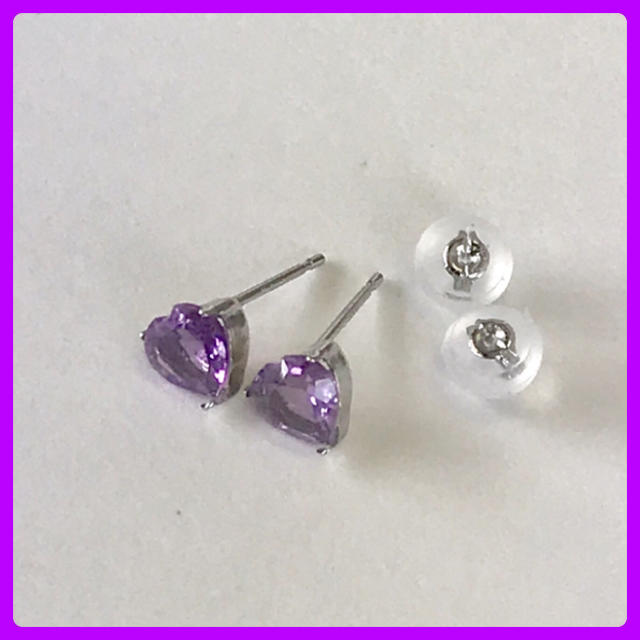 プラチナピアス アメジスト❤︎5mm ハート ピアス pt900 3