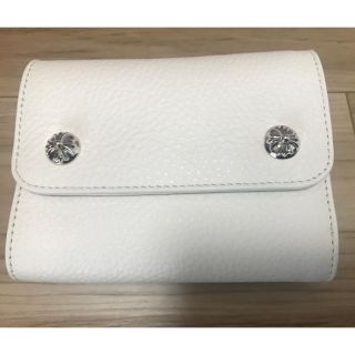 クロムハーツ(Chrome Hearts)の※専用　クロムハーツ三つ折り財布ウェーブミニ　クロスボタンホワイトレザー(折り財布)