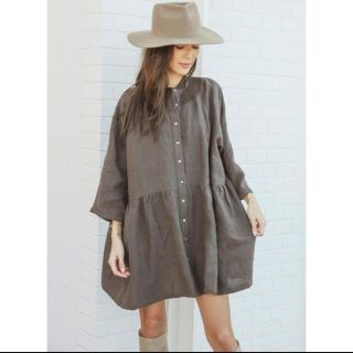 アリシアスタン(ALEXIA STAM)のアリシアスタン☆Stand Collar Shirt Dress Brown☆(ひざ丈ワンピース)