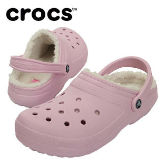 クロックス(crocs)のラスト1 希少 クロックス 24cm ピンク ウィンター クロッグ ボア付き(サンダル)