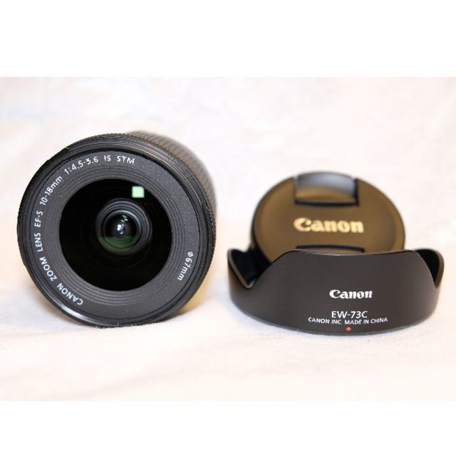 Canon(キヤノン)のCanon EF-S10-18mm F4.5-5.6 IS STM 純正フード付 スマホ/家電/カメラのカメラ(レンズ(ズーム))の商品写真