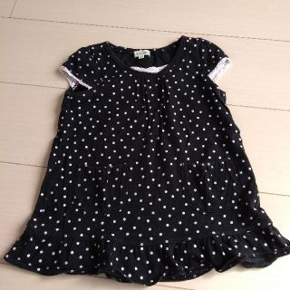 サンカンシオン(3can4on)の子供服　女の子　ワンピース　黒　90　3can4on　ドット柄　水玉(ワンピース)