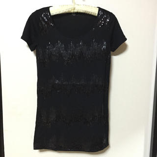 ビッキー(VICKY)のVICKY♡スパンコールロングTシャツ(Tシャツ(半袖/袖なし))