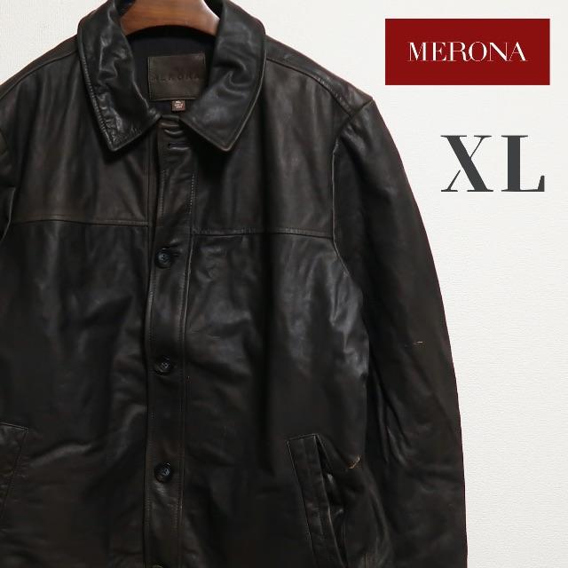 MERONA ビッグサイズ レザージャケット XL ダークブラウン 革ジャン | フリマアプリ ラクマ 純正最安価格 羊皮ジャケットXL レザージャケット