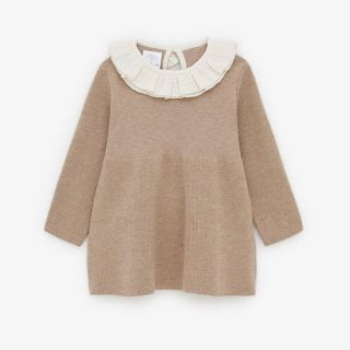 ザラ(ZARA)のツートーン　フリルワンピース　ザラ　ニットワンピース(ワンピース)