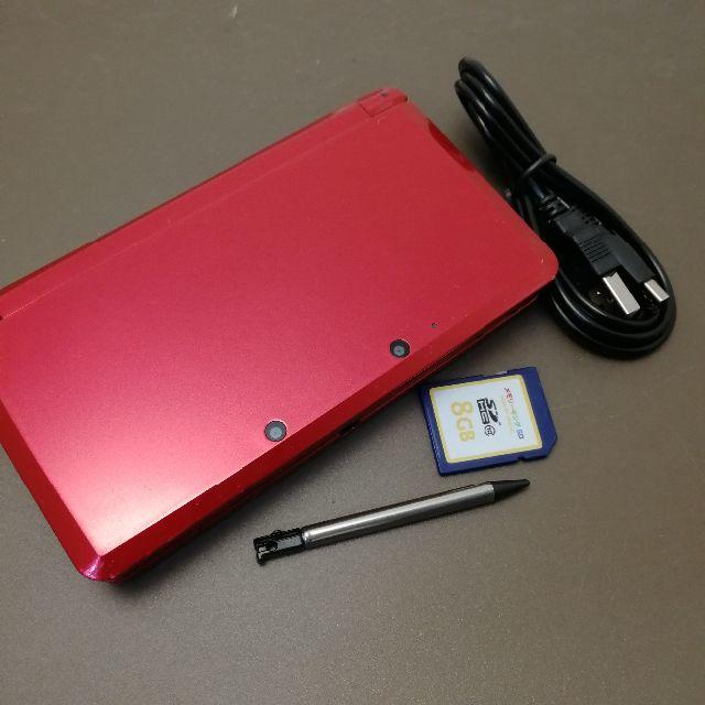 すぐに遊べる付属品セット！◆任天堂3DS 本体◆メタリックレッド◆74