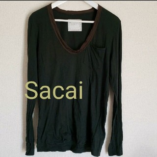 サカイ(sacai)のSacaiサカイラウンドVネック長袖カットソーsize2(Tシャツ/カットソー(七分/長袖))
