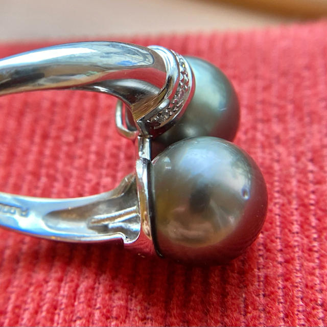 本真珠 黒蝶真珠 プラチナ ダイヤ リング 指輪  レディースのアクセサリー(リング(指輪))の商品写真