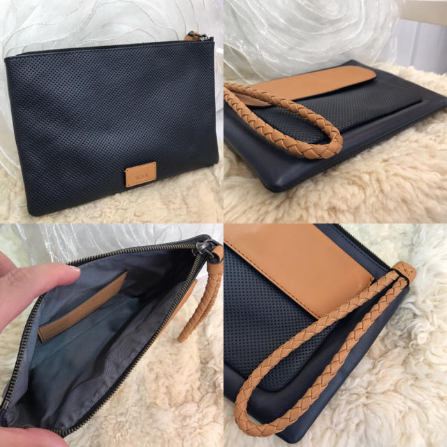 TUMI - ☆美品☆TUMI トゥミ クラッチバッグ ネイビーxブラウンの通販