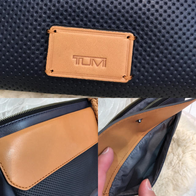 TUMI - ☆美品☆TUMI トゥミ クラッチバッグ ネイビーxブラウンの通販