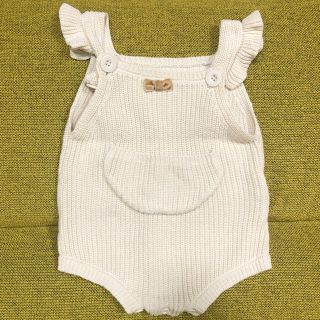 ちゃちゃ♡様専用☆ママラク　ニットロンパース　70 白系(ロンパース)