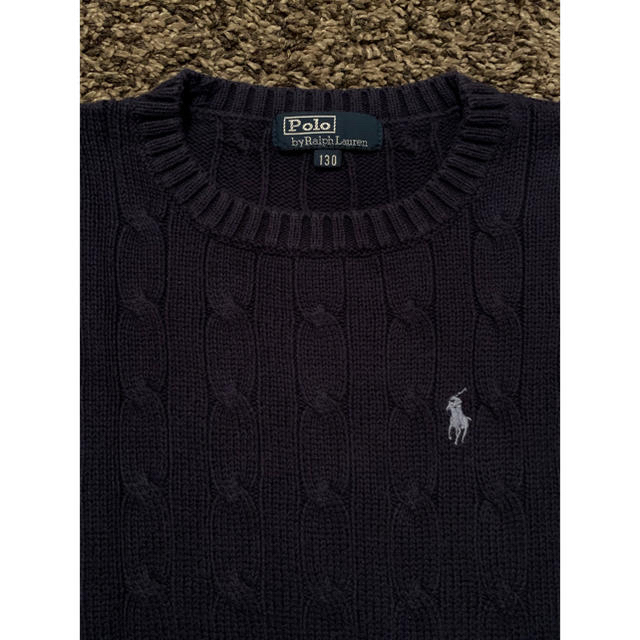 POLO RALPH LAUREN(ポロラルフローレン)の【美品】ラルフローレン ケーブルコットンニット ネイビー130 キッズ/ベビー/マタニティのキッズ服男の子用(90cm~)(ニット)の商品写真