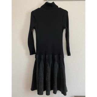 ランバンオンブルー(LANVIN en Bleu)の【美品】ランバンオンブルー　ヘリンボーンジャガードワンピース (ひざ丈ワンピース)