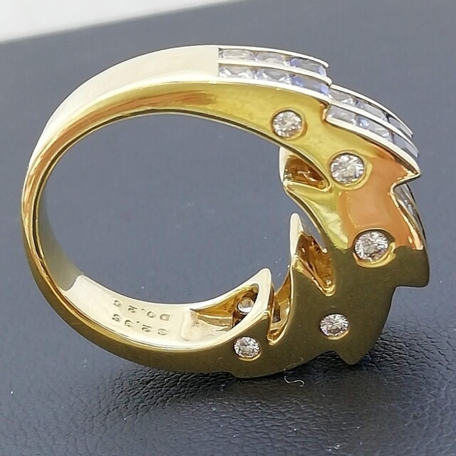 K18YG✨サファイア✨ダイヤ✨個性派デザイナーズリング♥️グラデーション素敵 レディースのアクセサリー(リング(指輪))の商品写真