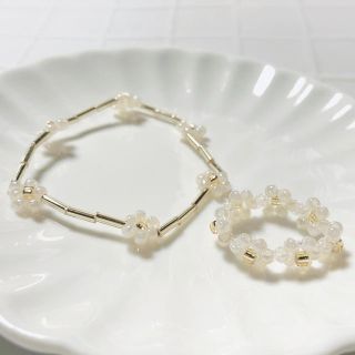 ゴールドセット　ビーズリング　비즈반지　ハンドメイド(リング)