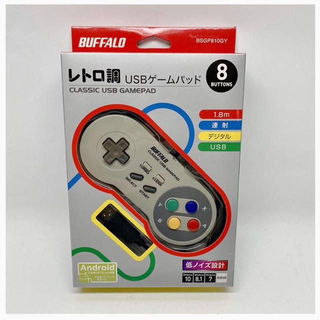 Buffalo(バッファロー)の新品未使用 ゲームパッド BUFFALO製 スーパーファミコン レトロ調 USB エンタメ/ホビーのゲームソフト/ゲーム機本体(その他)の商品写真