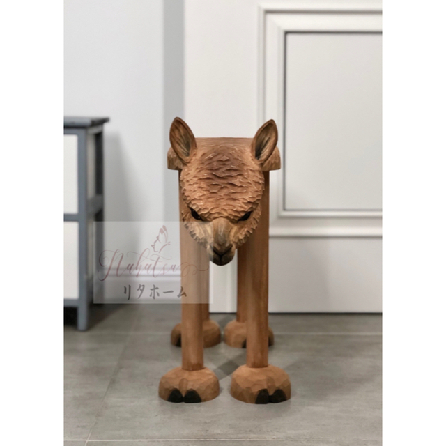 動物柄スツール 木製スツール チェア 椅子 Lサイズ　玄関椅子