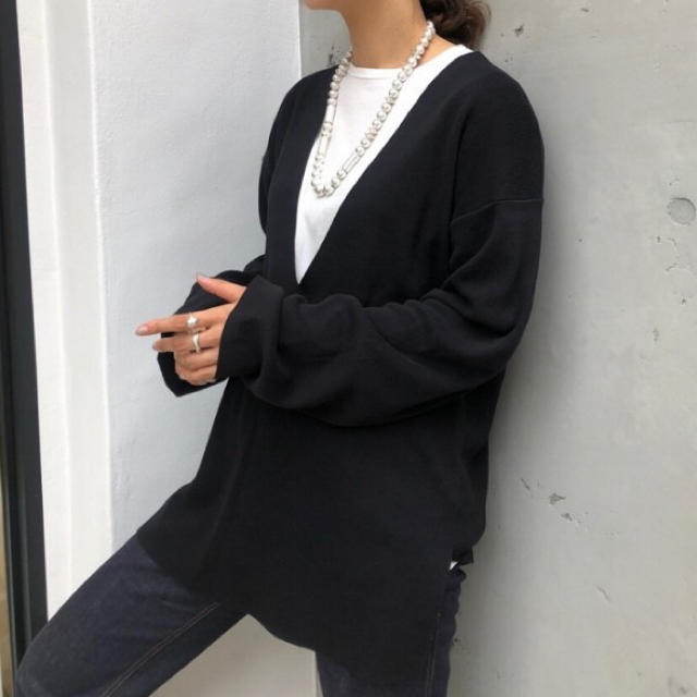 Washed Vneck Knit  ブラック　TODAYFUL