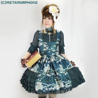 メタモルフォーゼタンドゥフィーユ(metamorphose temps de fille)のrose cage ワンピース ドレス ロリィタ ロリータ 緑 グリーン (ひざ丈ワンピース)