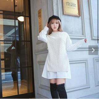 miyour's ♡ cable knit docking dress(ミニワンピース)