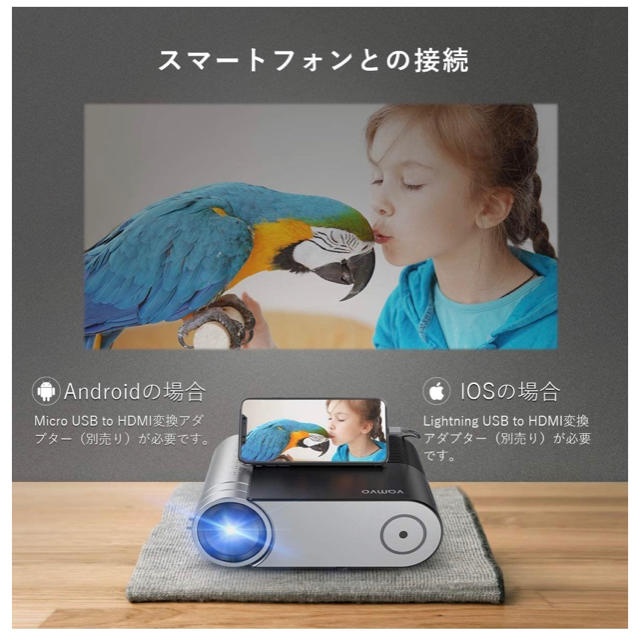 【自宅がシアターに】プロジェクター　新品未使用　Amazon定価12000円弱 スマホ/家電/カメラのテレビ/映像機器(プロジェクター)の商品写真