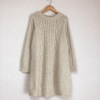 ショコラフィネローブ(chocol raffine robe)の●ショコラフィネローブ　ケーブルニットワンピ●(ひざ丈ワンピース)