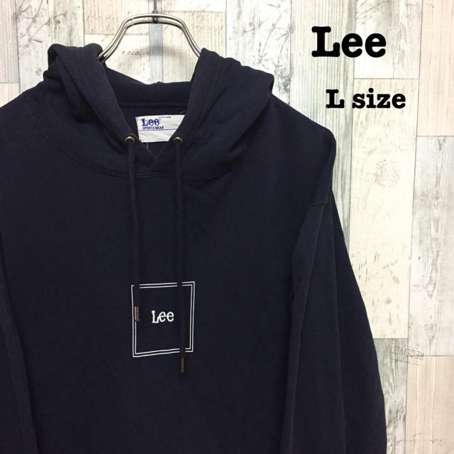 Lee(リー)の古着 Lee パーカー 刺繍ロゴ 紺 ネイビー Lサイズ メンズのトップス(パーカー)の商品写真