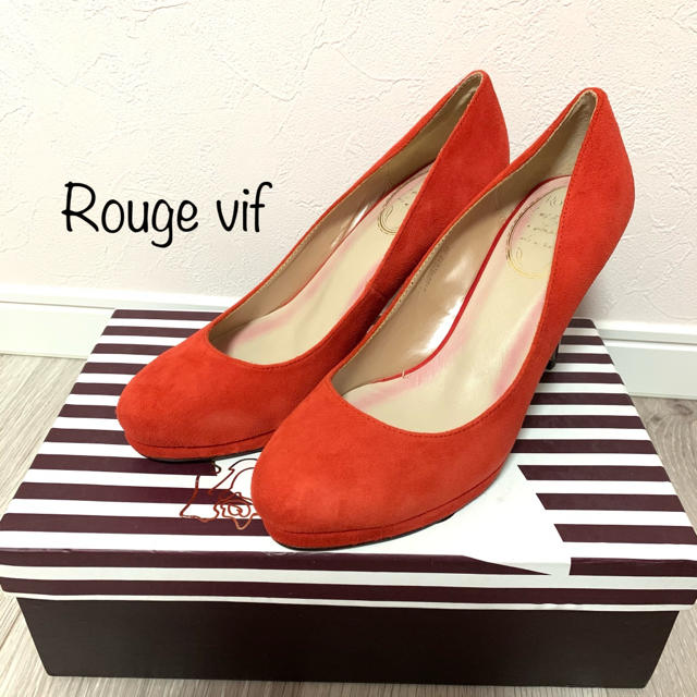 Rouge vif(ルージュヴィフ)のルージュヴィフ✴︎羊革の朱色スウェードハイヒール♡ レディースの靴/シューズ(ハイヒール/パンプス)の商品写真