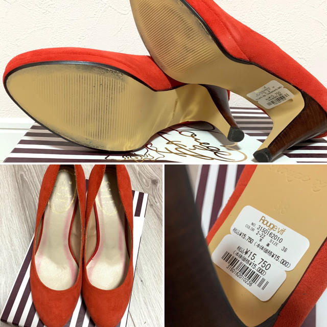 Rouge vif(ルージュヴィフ)のルージュヴィフ✴︎羊革の朱色スウェードハイヒール♡ レディースの靴/シューズ(ハイヒール/パンプス)の商品写真