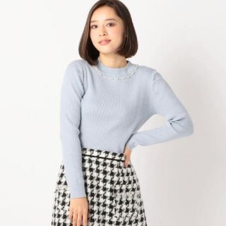 ミッシュマッシュ(MISCH MASCH)の美品💓ミッシュマッシュ パールビジュー リブ タートル 長袖 (ニット/セーター)