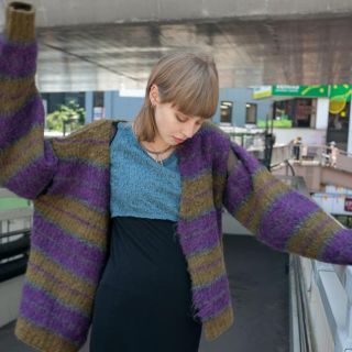 トーガ(TOGA)のperverze Stripe Mohair Wide Cardigan(カーディガン)