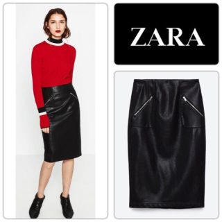 ザラ(ZARA)の【値下中】ZARA フェイクレザーチューブスカート XS(ひざ丈スカート)