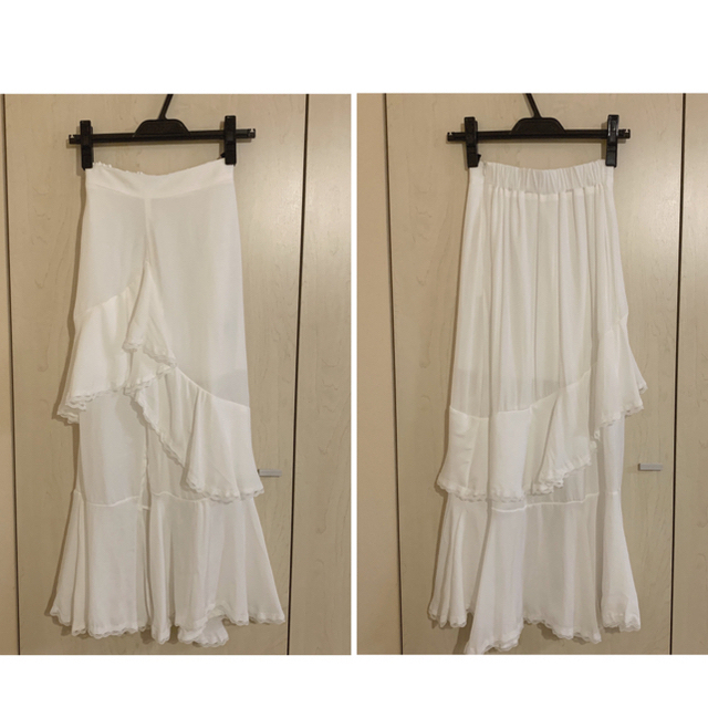 STYLENANDA(スタイルナンダ)のSTYLENANDA レースフリルロングスカート 白 レディースのスカート(ロングスカート)の商品写真