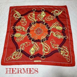 エルメス(Hermes)の【美品】 HERMES エルメス カレ 90 スカーフ シルク 赤 大判(バンダナ/スカーフ)